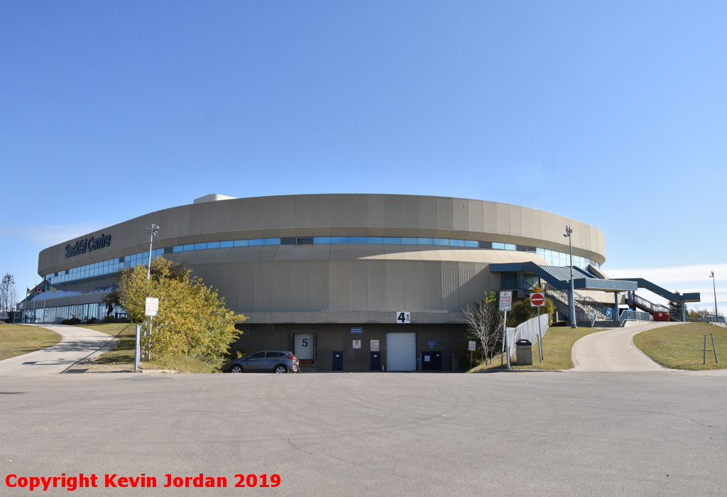 I love hockey arenas, but even I have my limits, and I can't honestly say photo like this one really gets the old blood moving. Sasktel Centre